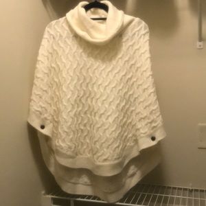 White sweater poncho